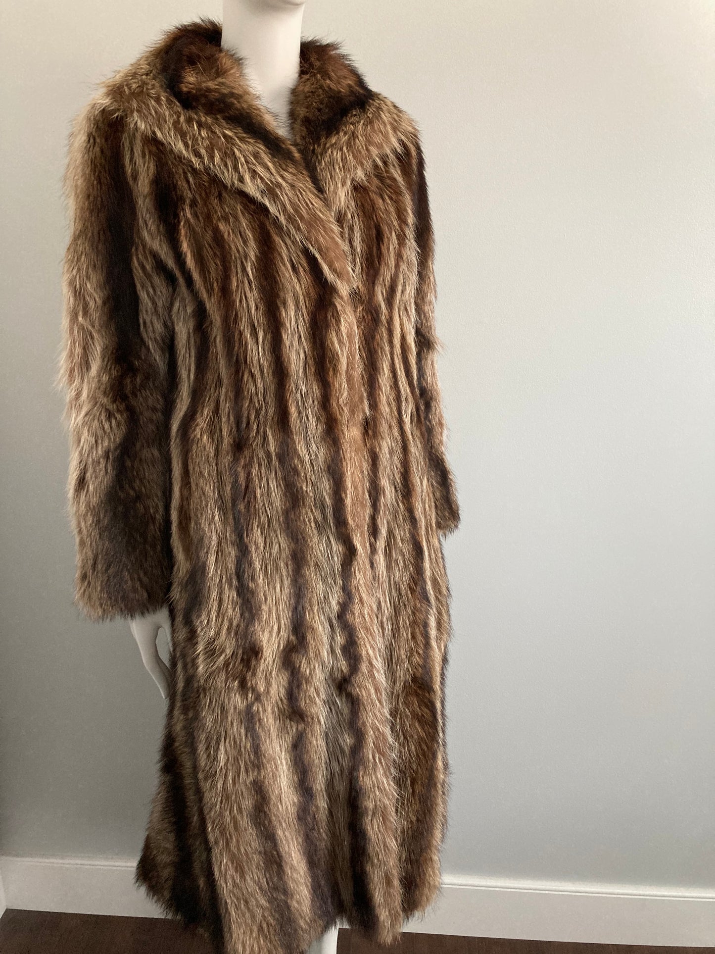 Full Length Raccoon Coat, Size M