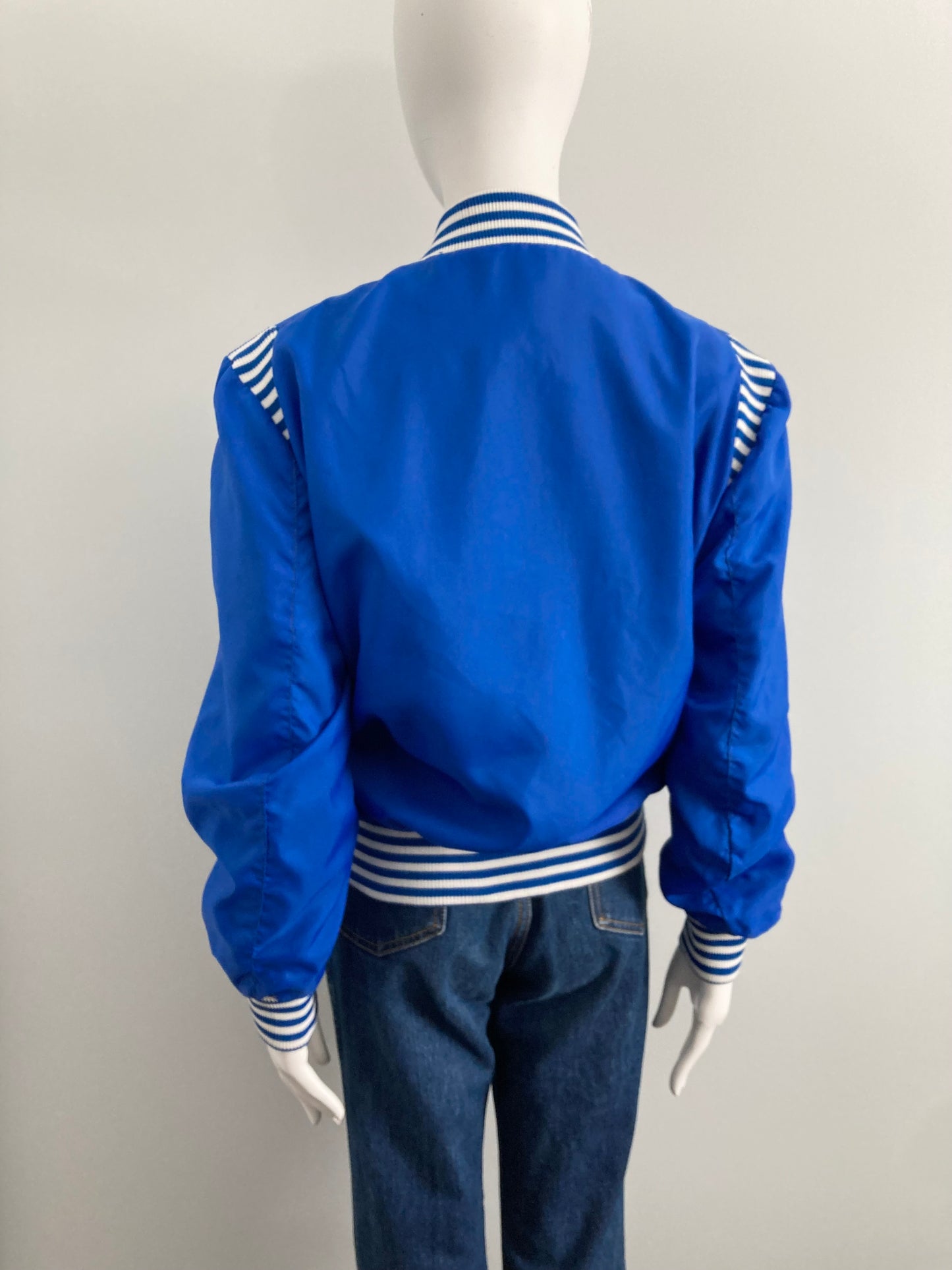 1970/80s Lined Nylon Snap Front Jacket, 70s Sports Jacket, Size L