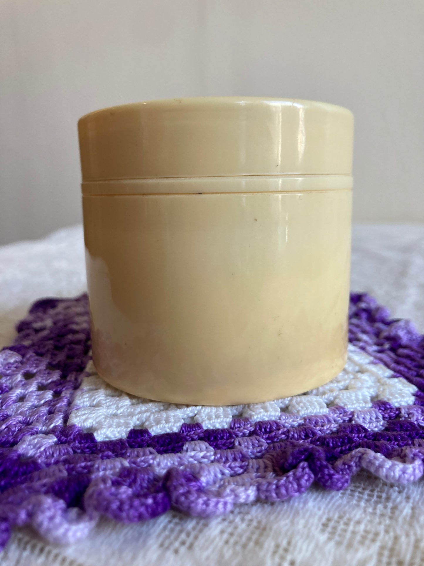 Antique celluloid Powder Canister and Powder Puff