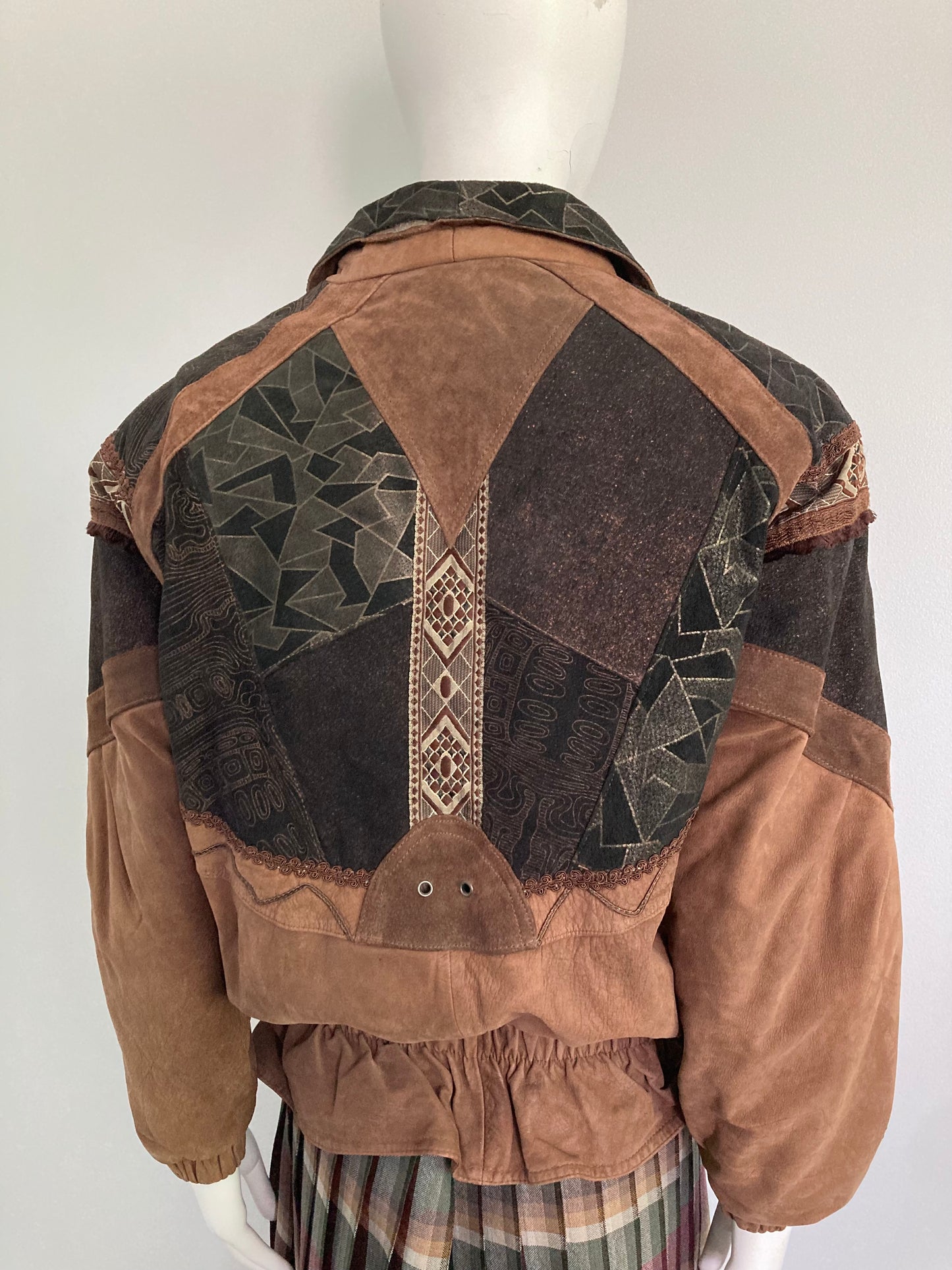 80s Patchwork Leather Jacket, Size M