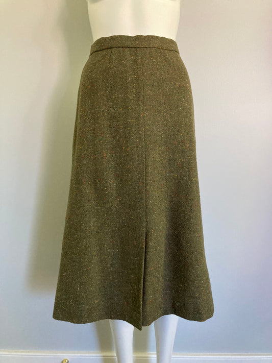 1970s Tweed Wool A-Line Skirt, Size XS