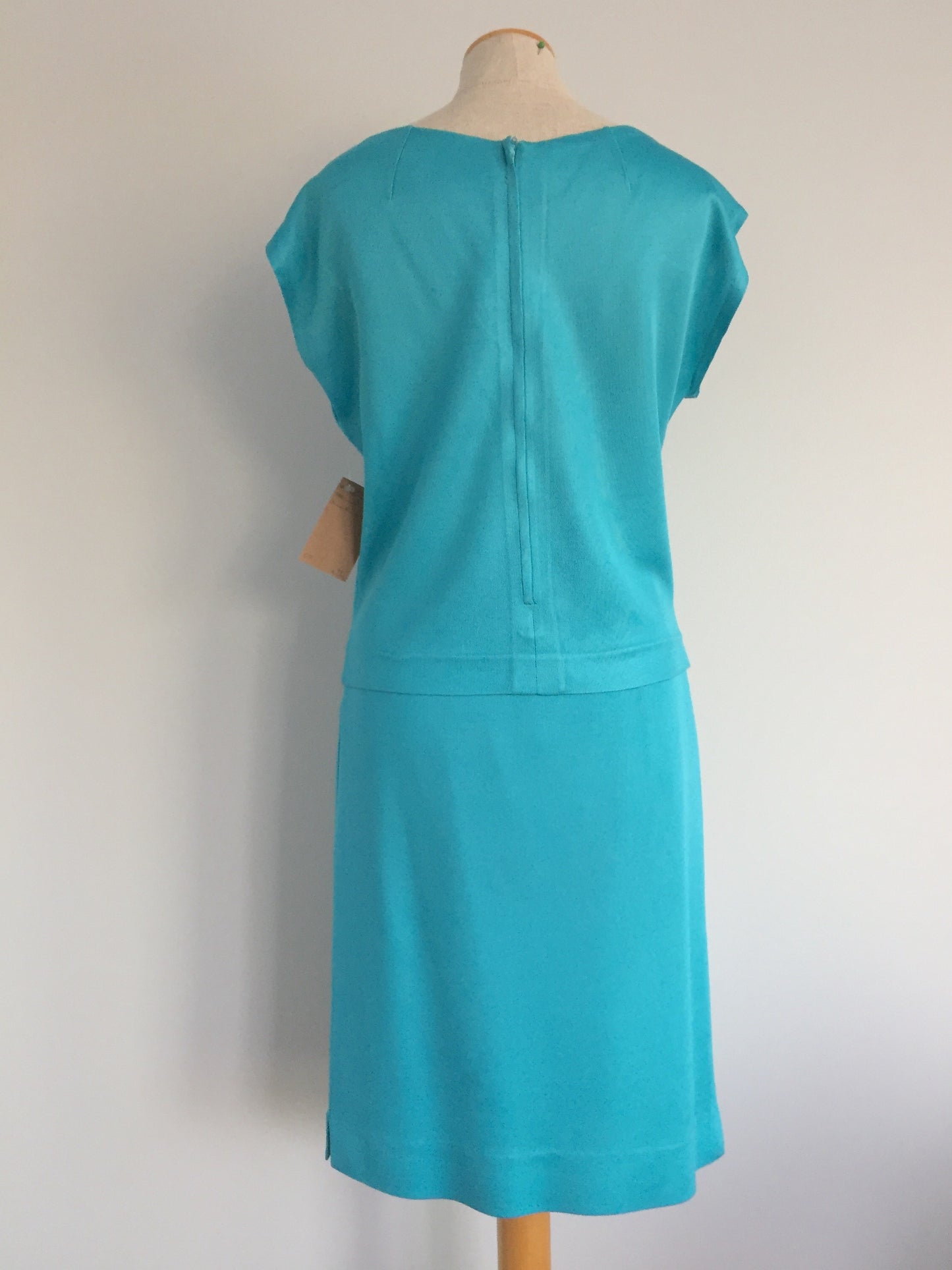 1960s Two-piece Turquoise Tricot Knit Set, Size S