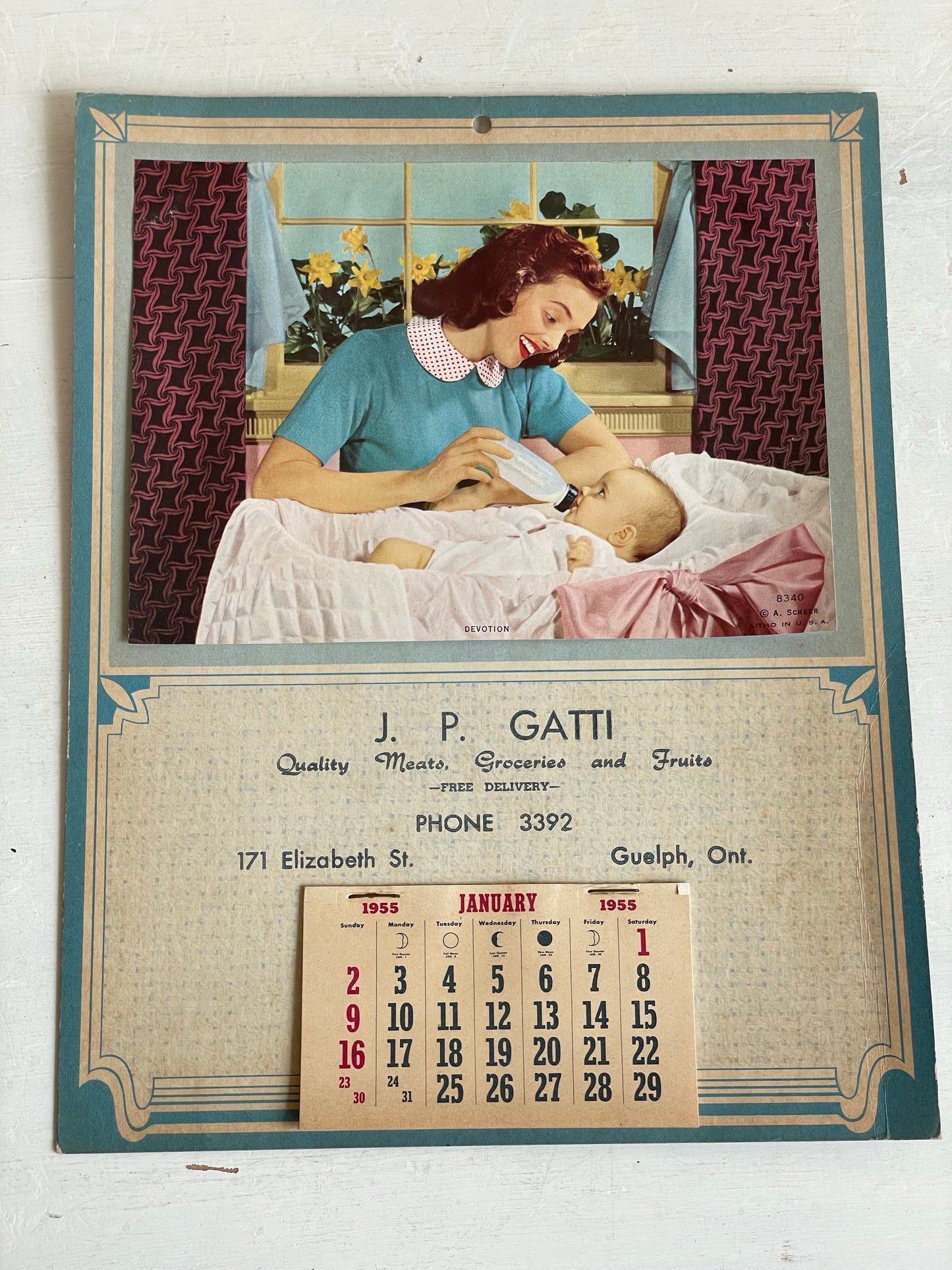 1955 Paper Wall Calendar