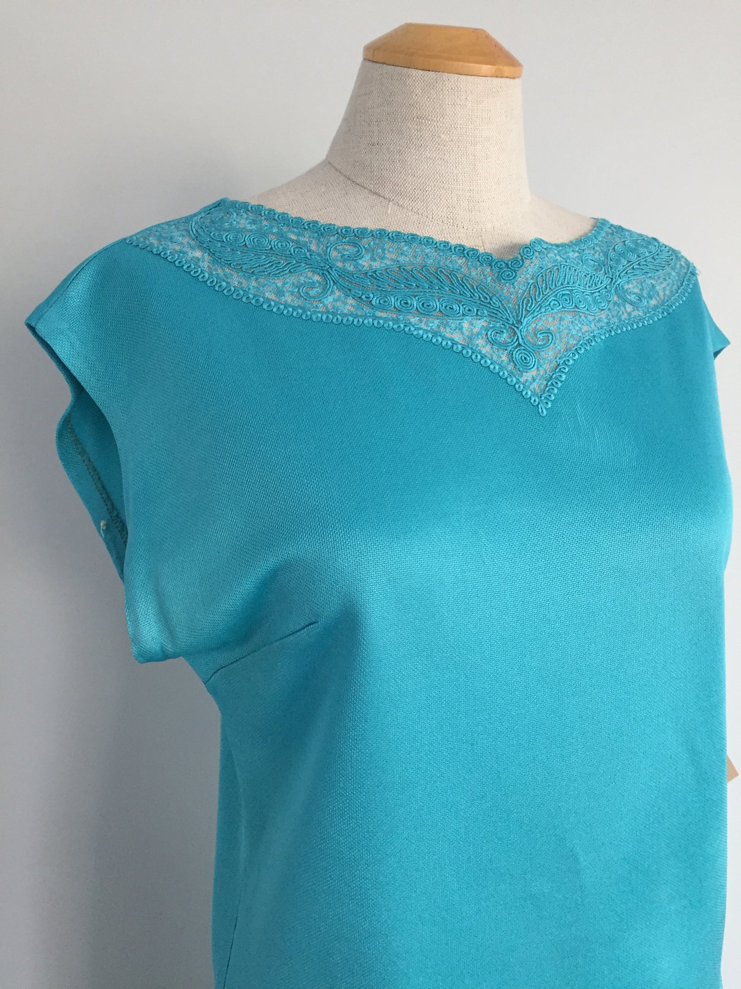 1960s Two-piece Turquoise Tricot Knit Set, Size S